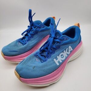 Hoka One One Bondi 8 Womens Size 9B Shoes Blue Pink Running 1127952 CSAA